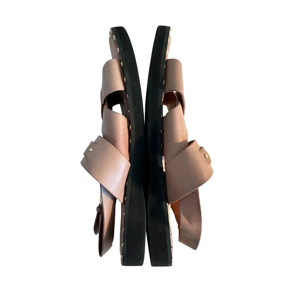 Coach C4376 Gemma‎ Leather Crossover Sandals Size 8B Pink Studded Sling Back